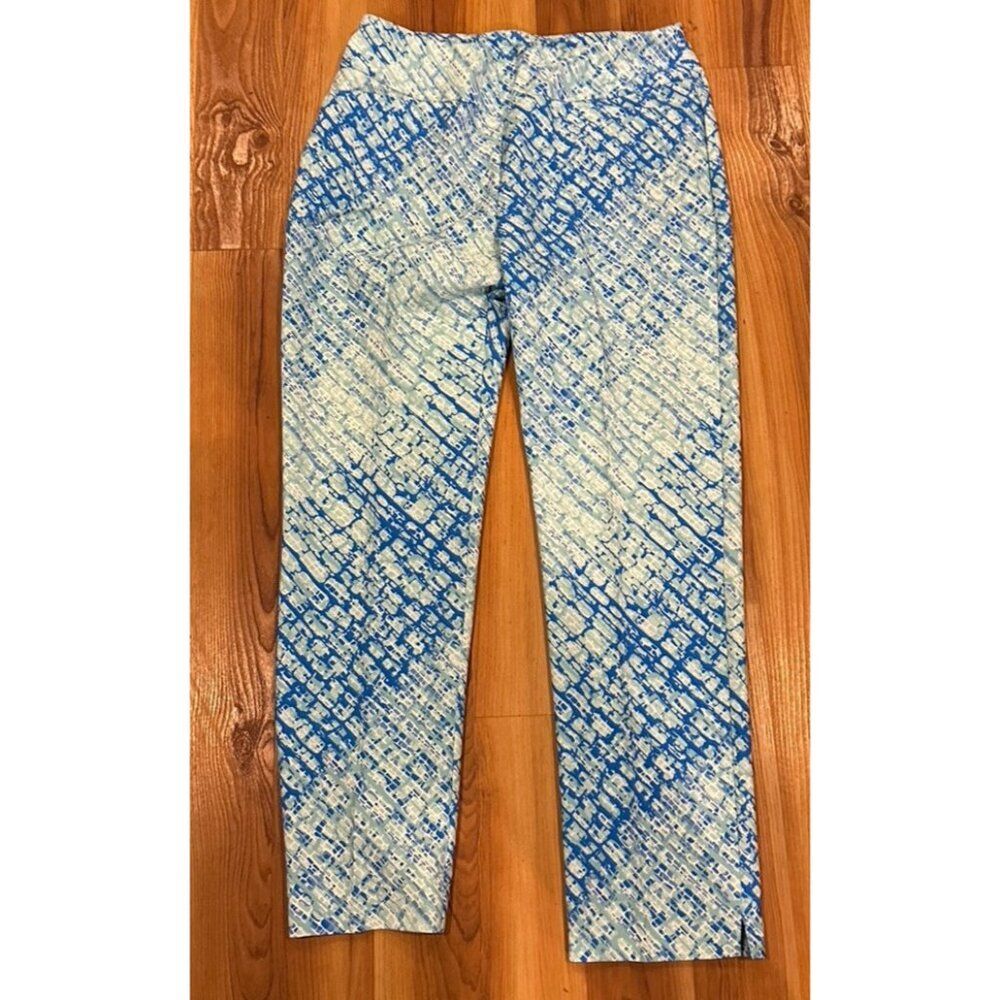 IBKUL Women's Sz 8 X 28” Pants Geometric Tropical Golf  Stretch Pockets Pull on